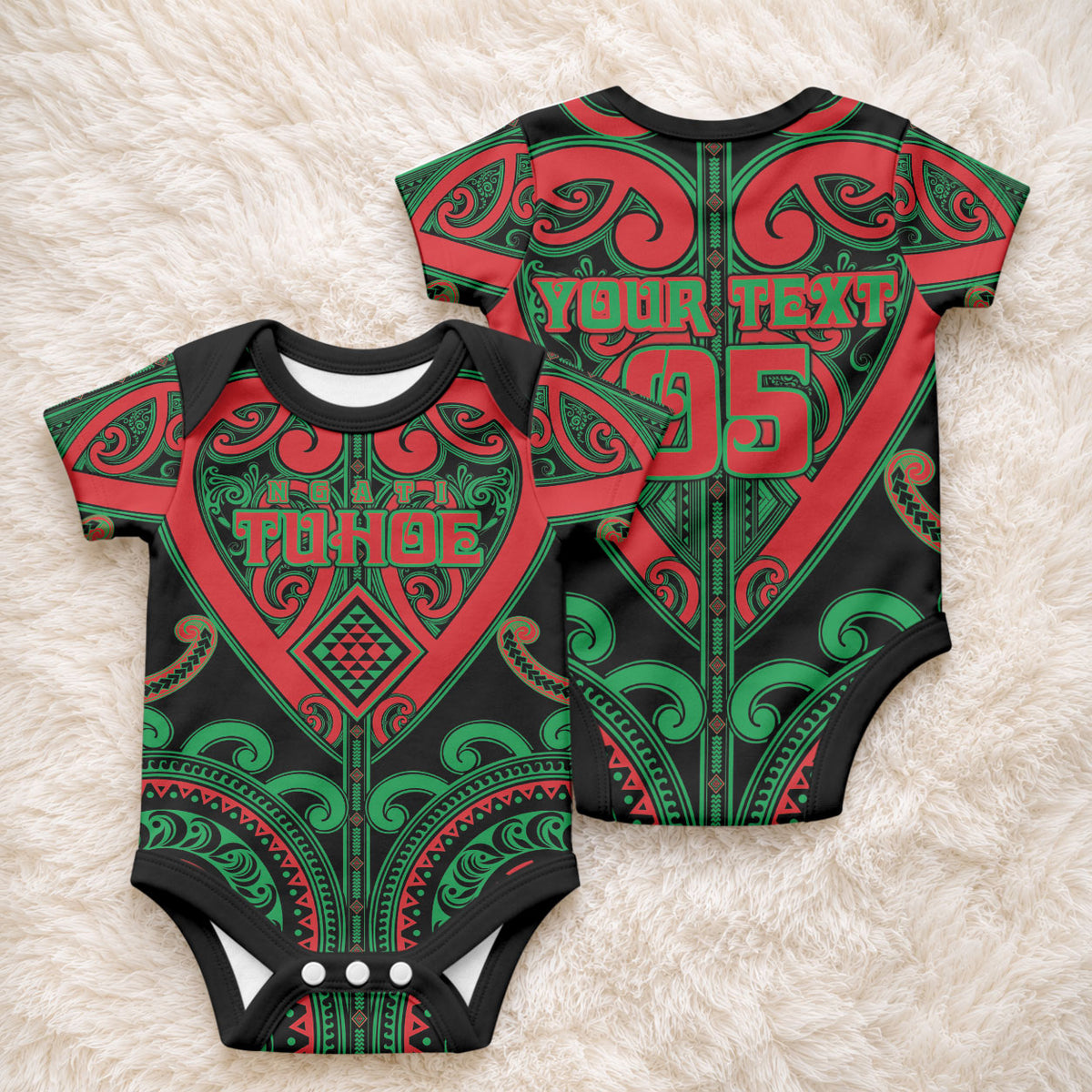 Custom Aotearoa Ngai Tuhoe Baby Onesie Maori Tribal Pattern