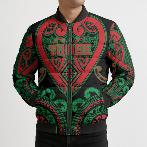 Custom Aotearoa Ngai Tuhoe Bomber Puffer Jacket Maori Tribal Pattern
