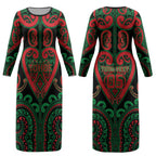Custom Aotearoa Ngai Tuhoe Couples Matching Long Sleeve Bodycon Dress and Long Sleeve Button Shirt Maori Tribal Pattern