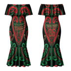 Custom Aotearoa Ngai Tuhoe Couples Matching Mermaid Dress and Long Sleeve Button Shirt Maori Tribal Pattern