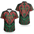 Custom Aotearoa Ngai Tuhoe Couples Matching Off Shoulder Short Dress and Hawaiian Shirt Maori Tribal Pattern