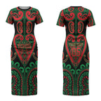 Custom Aotearoa Ngai Tuhoe Couples Matching Short Sleeve Bodycon Dress and Long Sleeve Button Shirt Maori Tribal Pattern