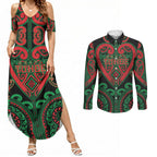 Custom Aotearoa Ngai Tuhoe Couples Matching Summer Maxi Dress and Long Sleeve Button Shirt Maori Tribal Pattern