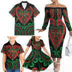 Custom Aotearoa Ngai Tuhoe Family Matching Off The Shoulder Long Sleeve Dress and Hawaiian Shirt Maori Tribal Pattern