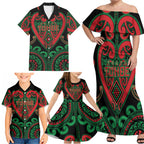 Custom Aotearoa Ngai Tuhoe Family Matching Off Shoulder Maxi Dress and Hawaiian Shirt Maori Tribal Pattern