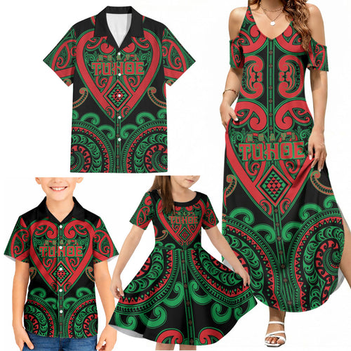 Custom Aotearoa Ngai Tuhoe Family Matching Summer Maxi Dress and Hawaiian Shirt Maori Tribal Pattern