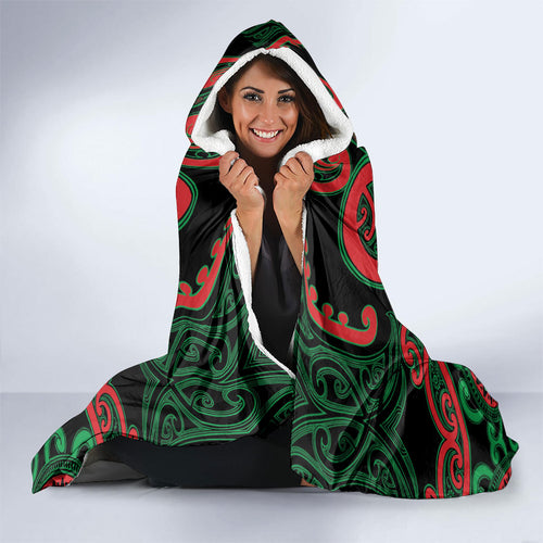 Aotearoa Ngai Tuhoe Hooded Blanket Maori Tribal Pattern