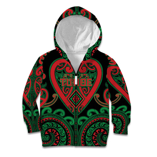 Custom Aotearoa Ngai Tuhoe Kid Hoodie Maori Tribal Pattern