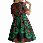 Custom Aotearoa Ngai Tuhoe Kid Short Sleeve Dress Maori Tribal Pattern