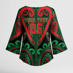 Custom Aotearoa Ngai Tuhoe Kimono Sleeve Blouse Maori Tribal Pattern