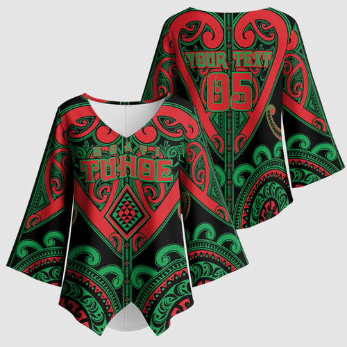 Custom Aotearoa Ngai Tuhoe Kimono Sleeve Blouse Maori Tribal Pattern
