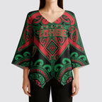 Custom Aotearoa Ngai Tuhoe Kimono Sleeve Blouse Maori Tribal Pattern