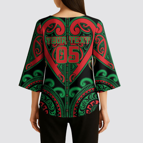 Custom Aotearoa Ngai Tuhoe Kimono Sleeve Blouse Maori Tribal Pattern