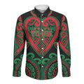 Custom Aotearoa Ngai Tuhoe Long Sleeve Button Shirt Maori Tribal Pattern