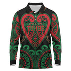 Custom Aotearoa Ngai Tuhoe Long Sleeve Polo Shirt Maori Tribal Pattern