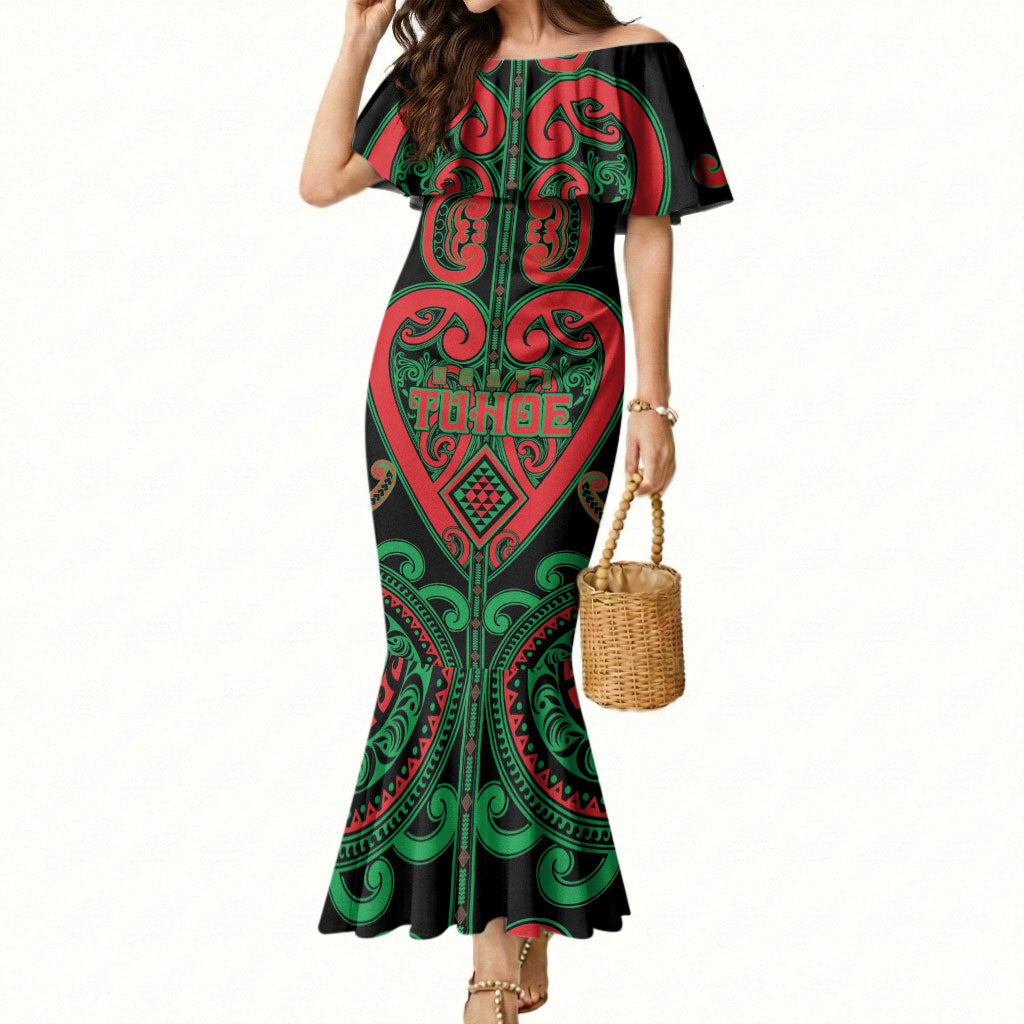 Custom Aotearoa Ngai Tuhoe Mermaid Dress Maori Tribal Pattern