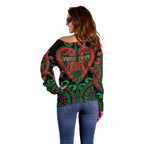 Custom Aotearoa Ngai Tuhoe Off Shoulder Sweater Maori Tribal Pattern