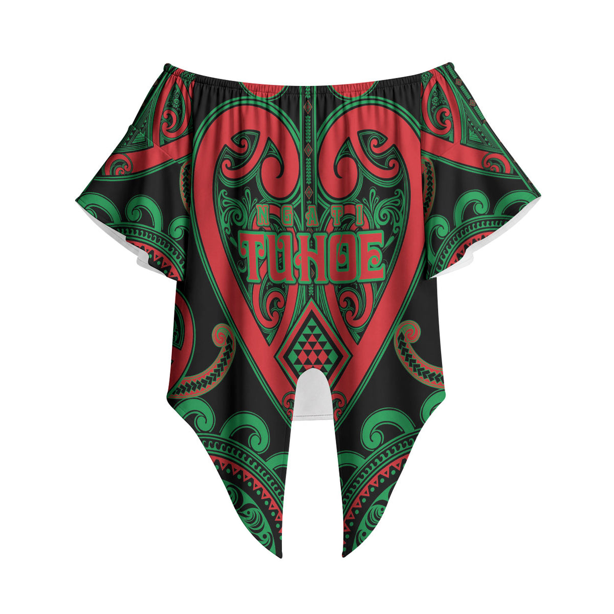 Custom Aotearoa Ngai Tuhoe Off Shoulder Wrap Waist Top Maori Tribal Pattern
