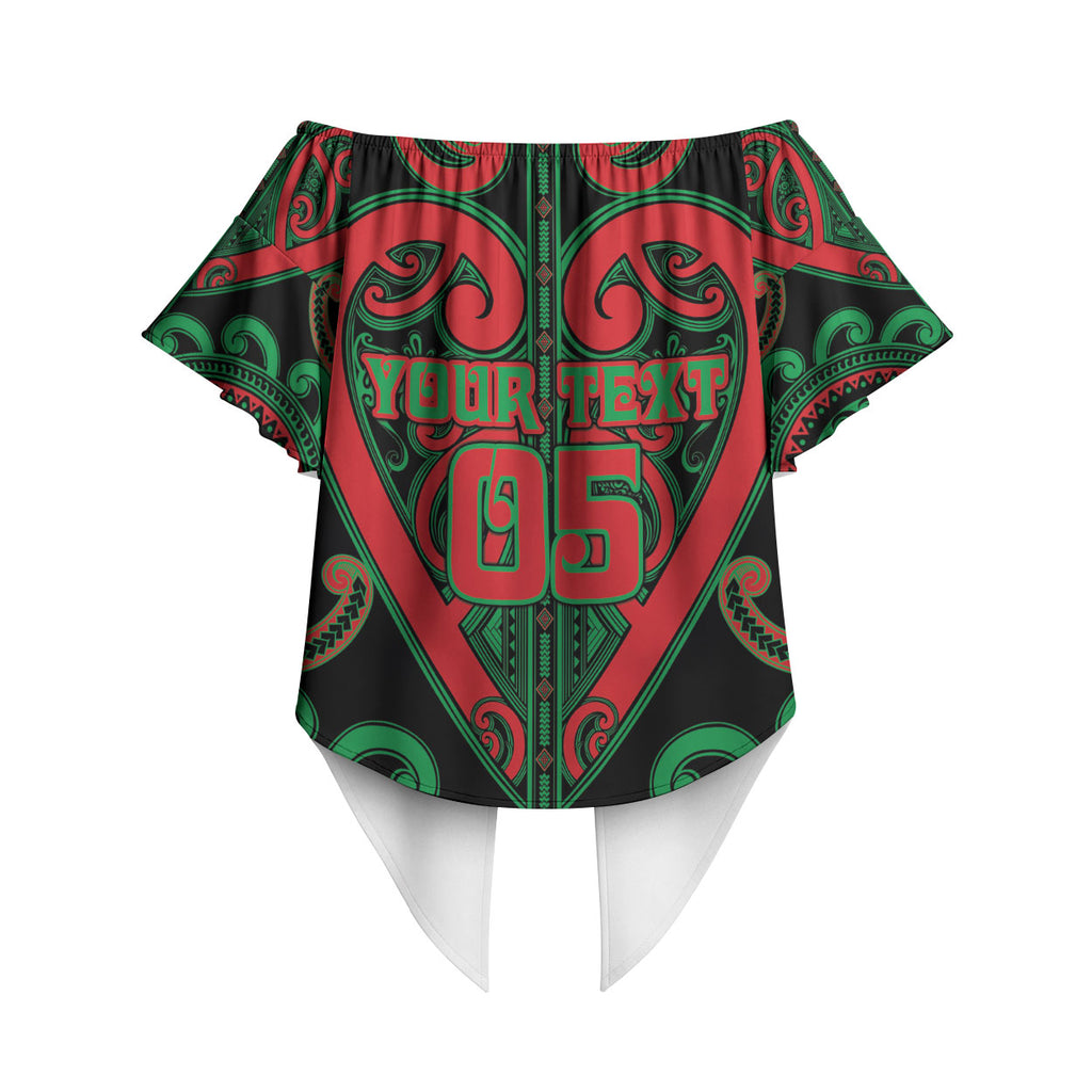Custom Aotearoa Ngai Tuhoe Off Shoulder Wrap Waist Top Maori Tribal Pattern