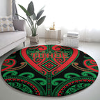 Aotearoa Ngai Tuhoe Round Carpet Maori Tribal Pattern