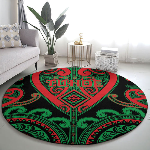 Aotearoa Ngai Tuhoe Round Carpet Maori Tribal Pattern