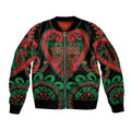 Custom Aotearoa Ngai Tuhoe Sleeve Zip Bomber Jacket Maori Tribal Pattern