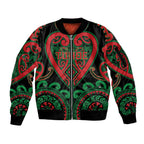 Custom Aotearoa Ngai Tuhoe Sleeve Zip Bomber Jacket Maori Tribal Pattern