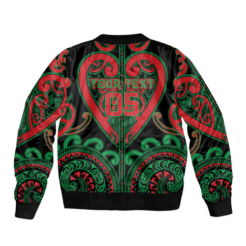 Custom Aotearoa Ngai Tuhoe Sleeve Zip Bomber Jacket Maori Tribal Pattern