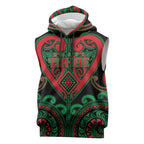 Custom Aotearoa Ngai Tuhoe Sleeveless Hoodie Maori Tribal Pattern