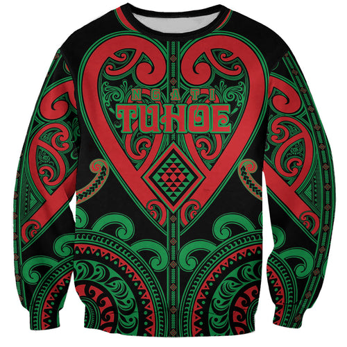 Custom Aotearoa Ngai Tuhoe Sweatshirt Maori Tribal Pattern