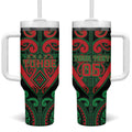 Custom Aotearoa Ngai Tuhoe Tumbler With Handle Maori Tribal Pattern