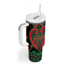 Custom Aotearoa Ngai Tuhoe Tumbler With Handle Maori Tribal Pattern
