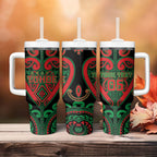Custom Aotearoa Ngai Tuhoe Tumbler With Handle Maori Tribal Pattern