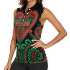 Custom Aotearoa Ngai Tuhoe Women Sleeveless Polo Shirt Maori Tribal Pattern