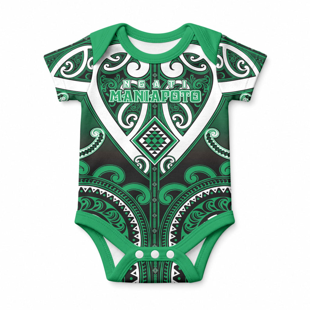 Custom Aotearoa Ngati Maniapoto Baby Onesie Maori Tribal Pattern