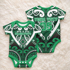 Custom Aotearoa Ngati Maniapoto Baby Onesie Maori Tribal Pattern