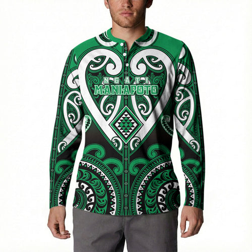Custom Aotearoa Ngati Maniapoto Button Sweatshirt Maori Tribal Pattern