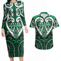 Custom Aotearoa Ngati Maniapoto Couples Matching Long Sleeve Bodycon Dress and Hawaiian Shirt Maori Tribal Pattern