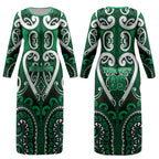 Custom Aotearoa Ngati Maniapoto Couples Matching Long Sleeve Bodycon Dress and Hawaiian Shirt Maori Tribal Pattern