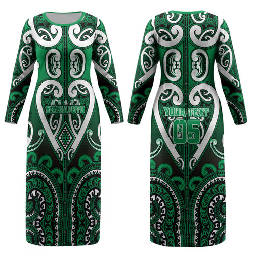 Custom Aotearoa Ngati Maniapoto Couples Matching Long Sleeve Bodycon Dress and Hawaiian Shirt Maori Tribal Pattern