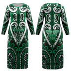 Custom Aotearoa Ngati Maniapoto Couples Matching Long Sleeve Bodycon Dress and Long Sleeve Button Shirt Maori Tribal Pattern