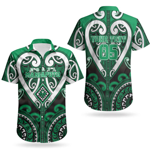 Custom Aotearoa Ngati Maniapoto Couples Matching Off Shoulder Maxi Dress and Hawaiian Shirt Maori Tribal Pattern