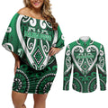 Custom Aotearoa Ngati Maniapoto Couples Matching Off Shoulder Short Dress and Long Sleeve Button Shirt Maori Tribal Pattern