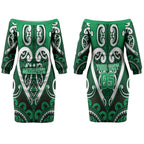 Custom Aotearoa Ngati Maniapoto Couples Matching Off The Shoulder Long Sleeve Dress and Hawaiian Shirt Maori Tribal Pattern