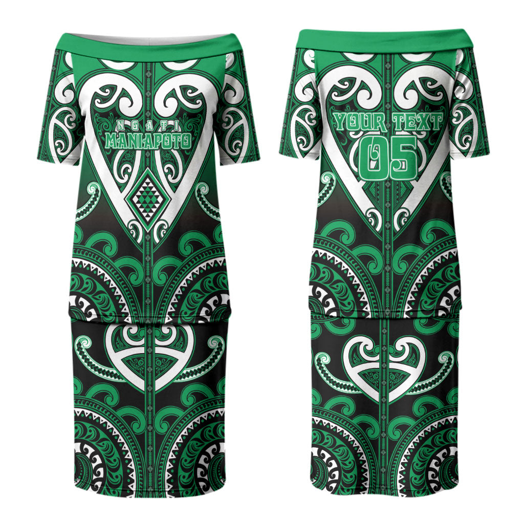 Custom Aotearoa Ngati Maniapoto Couples Matching Puletasi and Long Sleeve Button Shirt Maori Tribal Pattern