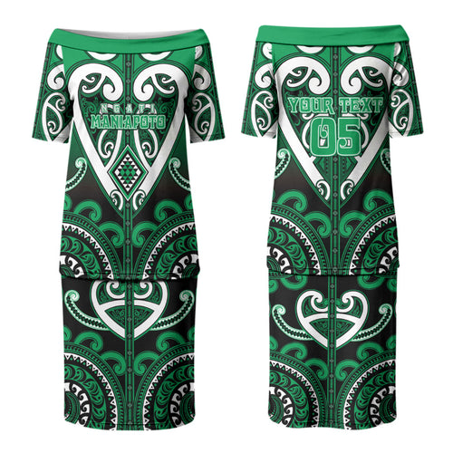 Custom Aotearoa Ngati Maniapoto Couples Matching Puletasi and Long Sleeve Button Shirt Maori Tribal Pattern