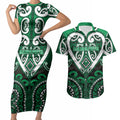 Custom Aotearoa Ngati Maniapoto Couples Matching Short Sleeve Bodycon Dress and Hawaiian Shirt Maori Tribal Pattern