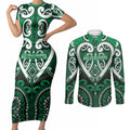 Custom Aotearoa Ngati Maniapoto Couples Matching Short Sleeve Bodycon Dress and Long Sleeve Button Shirt Maori Tribal Pattern