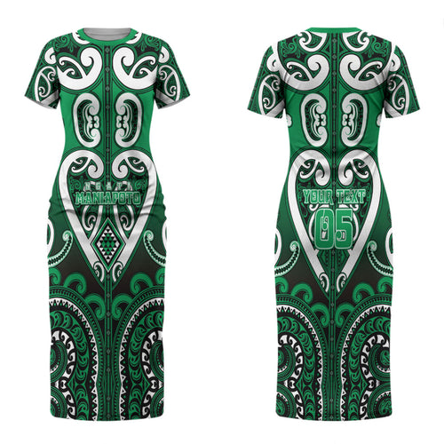 Custom Aotearoa Ngati Maniapoto Couples Matching Short Sleeve Bodycon Dress and Long Sleeve Button Shirt Maori Tribal Pattern