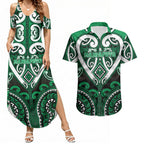 Custom Aotearoa Ngati Maniapoto Couples Matching Summer Maxi Dress and Hawaiian Shirt Maori Tribal Pattern